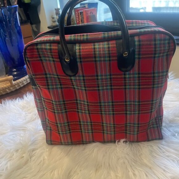 Vintage Aladdin Picnic Set Of 2 Thermos Bottles & Lunch Box Red Plaid Tote Bag - Picture 3 of 6